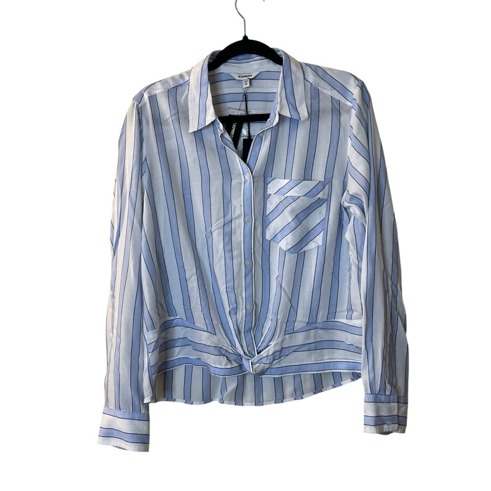 🎉Express Striped Button-Down Tie Up Shirt Sz M